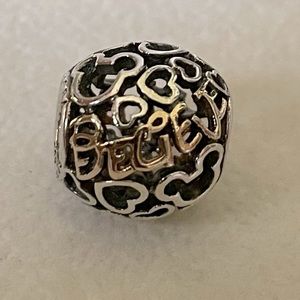 Pandora Sterling Silver 925 & 14k Gold Disney Believe Openwork Charm